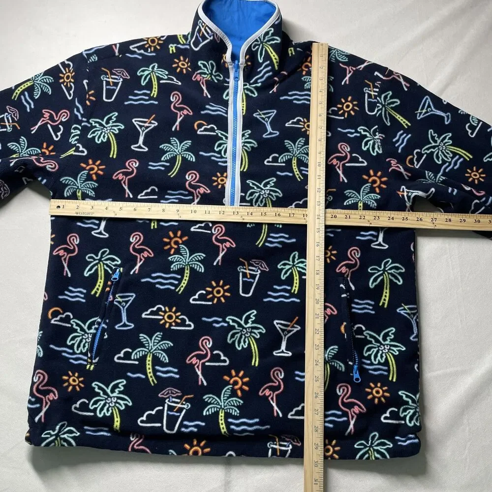 Chubbies The Neon Lights Reversible Fleece Anorak Flamingo Jacket Men's XXL-(mp)